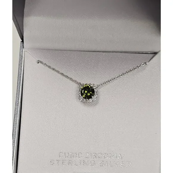 NEW Peridot Sterling Silver Necklace - August Birthstone - Picture 5 of 6